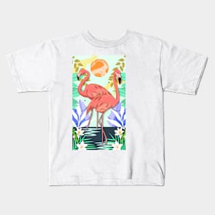 PINK Flamingos - Cute Animal RELAX BEACH Kids T-Shirt